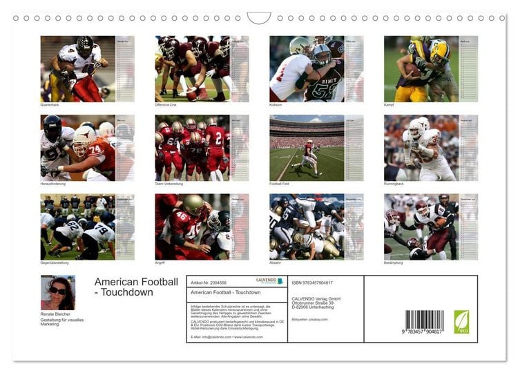 Produktbild: American Football - Touchdown (Wandkalender 2026 DIN A3 quer), CALVENDO Monatskalender
