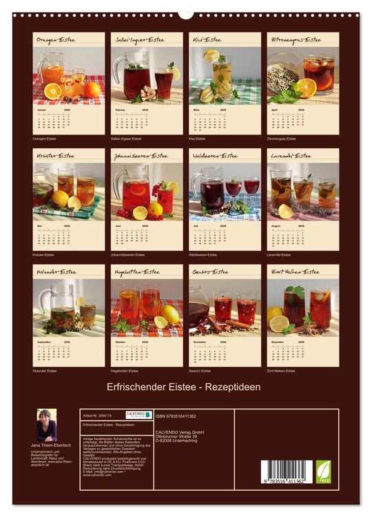 Produktbild: Erfrischender Eistee - Rezeptideen (hochwertiger Premium Wandkalender 2026 DIN A2 hoch), Kunstdruck in Hochglanz