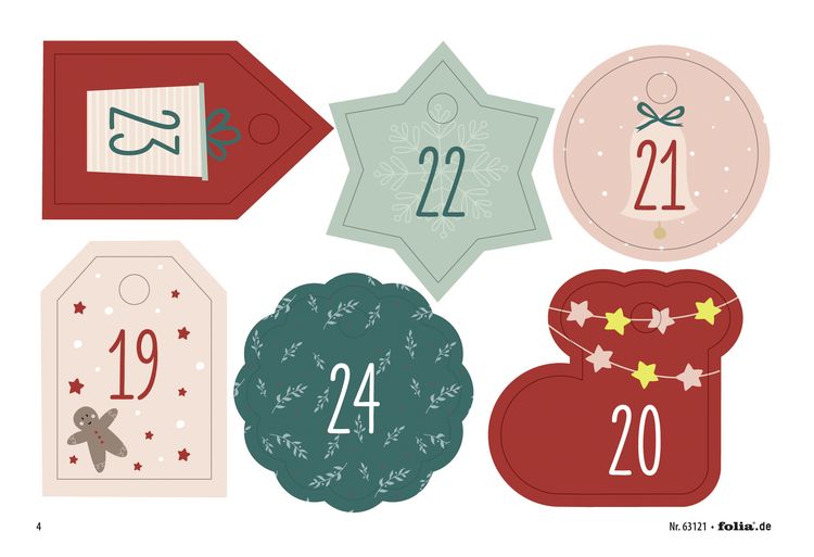 Produktbild: Folia Adventskalender-Set NATUR, Beutel in Juteoptik, 49-teilig, Beutelgr&ouml;&szlig;e 10x13cm, Farbe natur