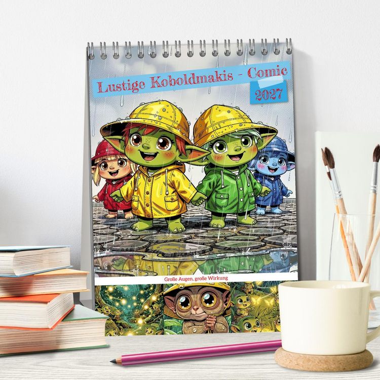 Produktbild: Lustige Koboldmakis - Comic (Tischkalender 2027 DIN A5 hoch), CALVENDO Monatskalender
