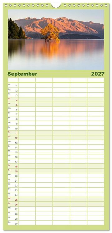 Produktbild: Familienplaner 2027 - Der S&uuml;den Neuseelands: Berge, Seen und traumhafte K&uuml;sten mit 5 Spalten (Wandkalender, 21 x 45 cm) CALVENDO