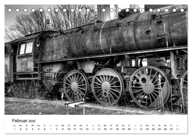 Produktbild: Unter Dampf - Eisenbahnromantik in schwarz-wei&szlig; (Tischkalender 2026 DIN A5 quer), CALVENDO Monatskalender