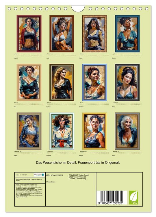 Produktbild: Das Wesentliche im Detail, Frauenportr&auml;ts in &Ouml;l gemalt (Wandkalender 2026 DIN A4 hoch), CALVENDO Monatskalender