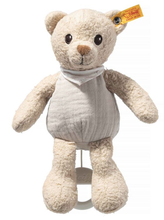 Produktbild: Steiff 242779 - Noah Teddyb&auml;r Spieluhr (Melodie: Wei&szlig;t du wieviel Sternlein), GOTS Pl&uuml;sch/Stoff, beige, 23 cm