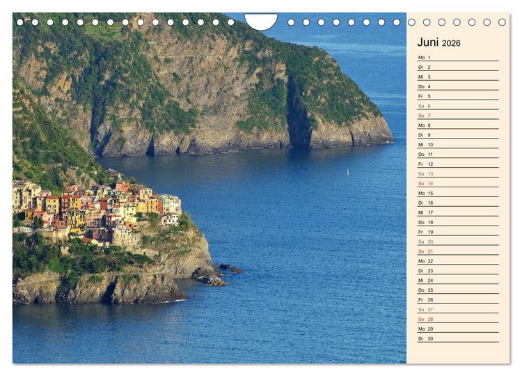 Produktbild: Cinque Terre - Malerische, vertr&auml;umte D&ouml;rfer an der ligurischen K&uuml;ste (Wandkalender 2026 DIN A4 quer), CALVENDO Monatskalender