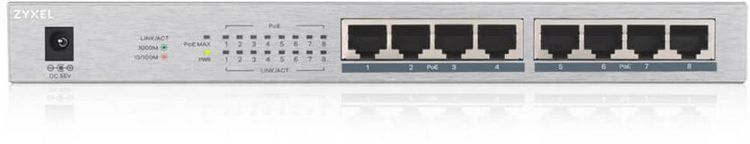 Produktbild: ZyXEL GS1008HP-EU0101F GS1008-HP Netzwerk Switch 8 Port 2000MBit/s PoE-Funktion