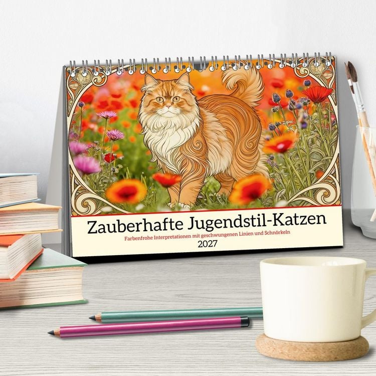 Produktbild: Zauberhafte Jugendstil-Katzen (Tischkalender 2027 DIN A5 quer), CALVENDO Monatskalender