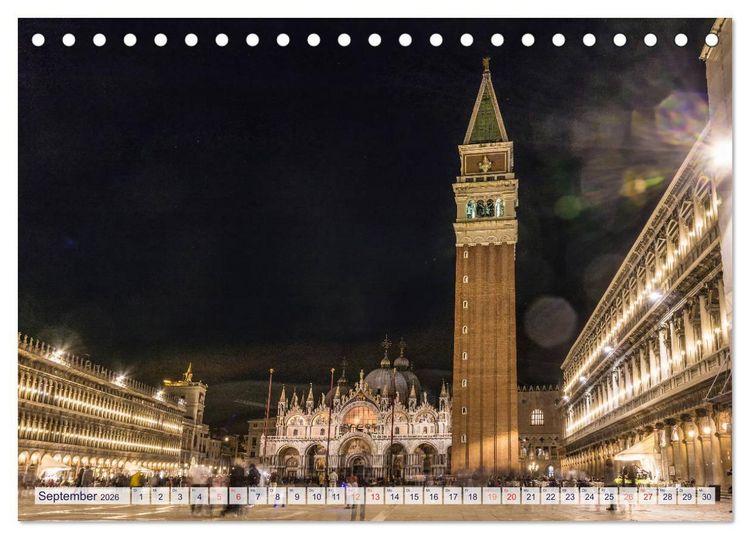 Produktbild: Stilles Venedig wenn es Nacht wird (Tischkalender 2026 DIN A5 quer), CALVENDO Monatskalender