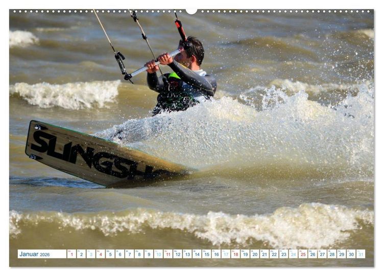 Produktbild: Kitesurfen - Wind und Wellen (Wandkalender 2026 DIN A2 quer), CALVENDO Monatskalender