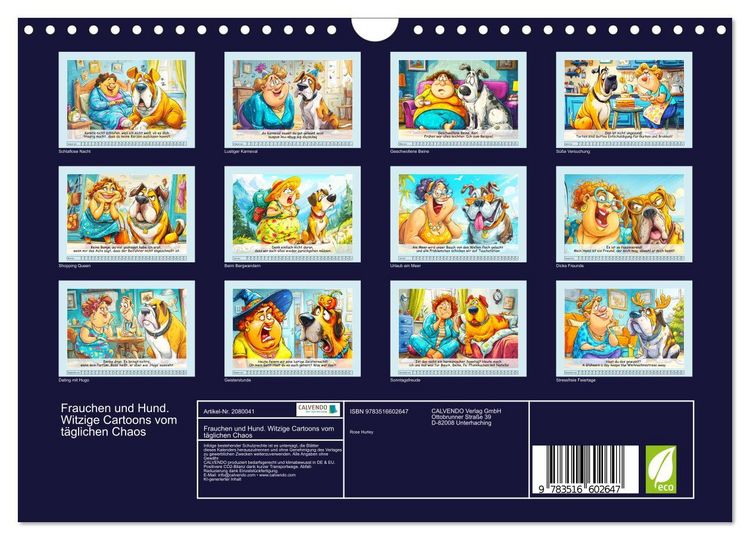 Produktbild: Frauchen und Hund. Witzige Cartoons vom t&auml;glichen Chaos (Wandkalender 2026 DIN A4 quer), CALVENDO Monatskalender