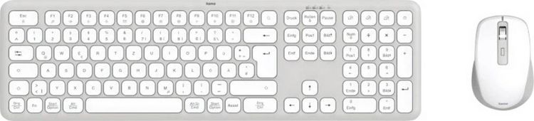 Produktbild: Hama Multi-Device-Tastatur-Maus-Set "WKM-550", kabellos, Funk/BT, WS, QWERTZ DE Kabellos Tastatur, Maus-Set Deutsch, QWERTZ Grau, Wei&szlig;