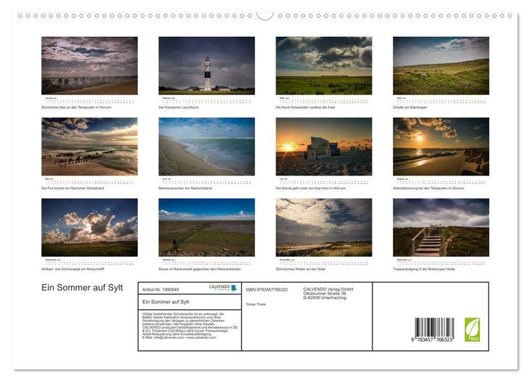 Produktbild: Ein Sommer auf Sylt (hochwertiger Premium Wandkalender 2026 DIN A2 quer), Kunstdruck in Hochglanz