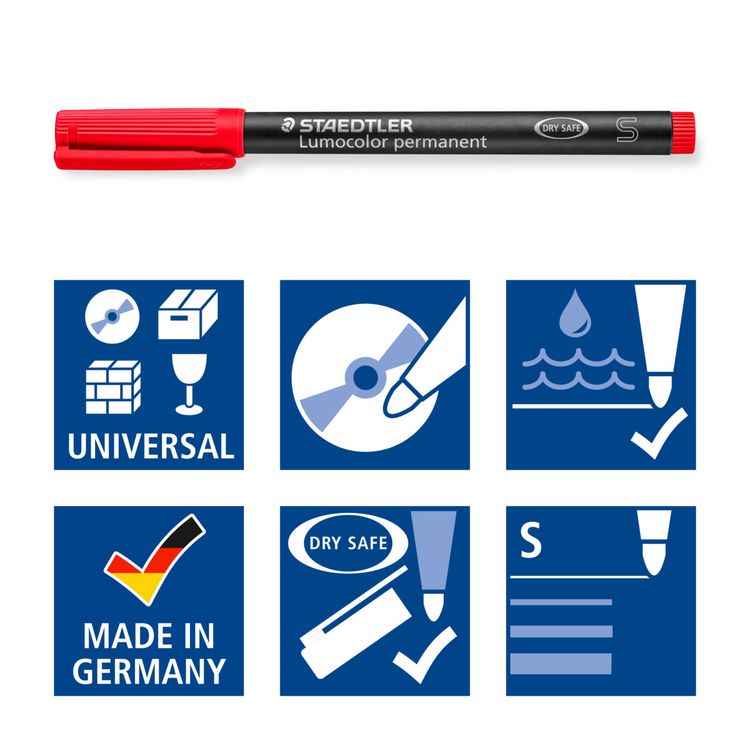 Produktbild: STAEDTLER Mars Lumocolor Schreib- und Zeichbedarf Lumocolor 313 permanent Universalstift S, 6er Set