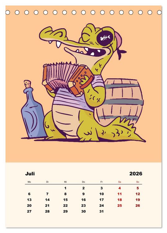 Produktbild: Tierische Piraten (Tischkalender 2026 DIN A5 hoch), CALVENDO Monatskalender