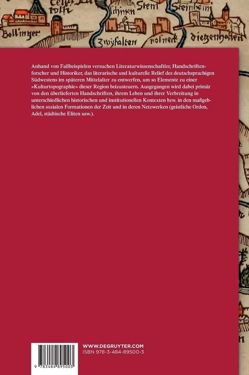 Produktbild: Kulturtopographie des deutschsprachigen S&uuml;dwestens im sp&auml;teren Mittelalter
