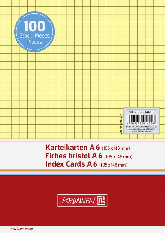 Produktbild: Brunnen Karteikarte A6 kar ge 100St