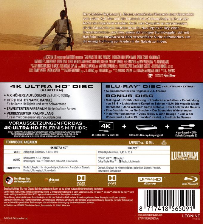 Produktbild: Star Wars - Das Erwachen der Macht - Line Look 2020 (4K Ultra HD) (+ Blu-ray 2D) (+ Bonus-Blu-ray)