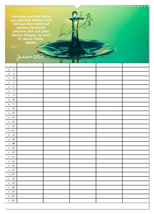 Produktbild: ein Planer mit biblischer Weisheit aus den Spr&uuml;chen Salomos (Wandkalender 2026 DIN A2 hoch), CALVENDO Monatskalender