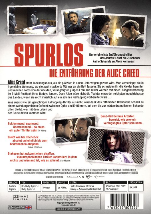 Produktbild: Spurlos - Die Entf&uuml;hrung der Alice Creed