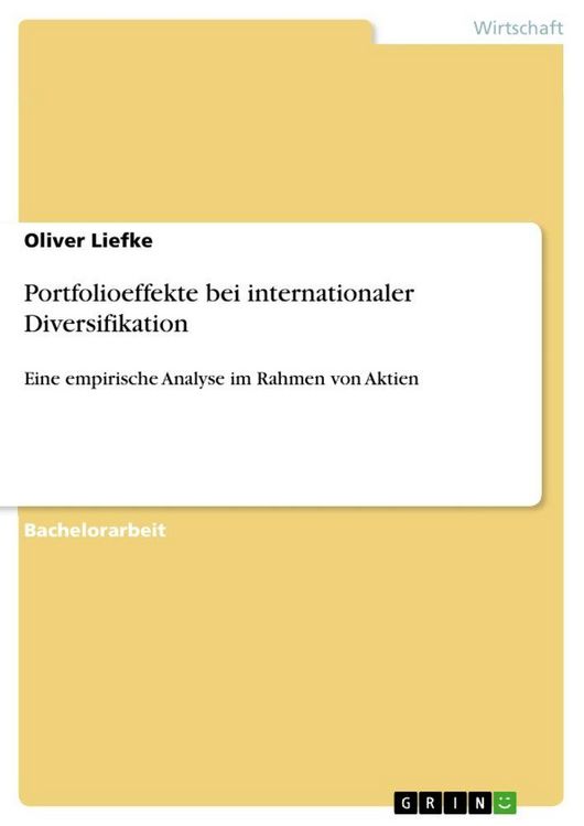 Produktbild: Portfolioeffekte bei internationaler Diversifikation