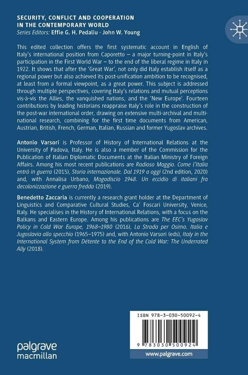 Produktbild: Italy in the New International Order, 1917&ndash;1922