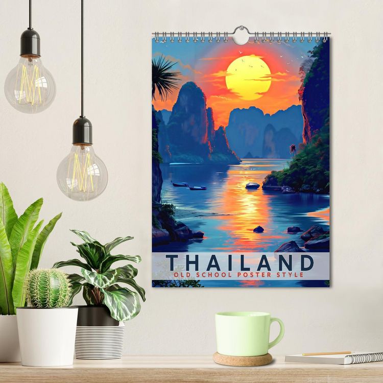 Produktbild: Thailand - Old School Poster Style (Wandkalender 2026 DIN A4 hoch), CALVENDO Monatskalender