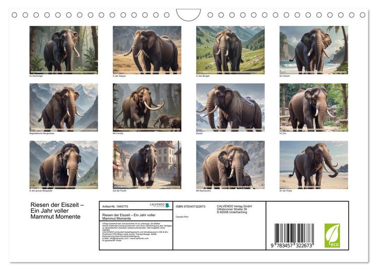 Produktbild: Riesen der Eiszeit &ndash; Ein Jahr voller Mammut Momente (Wandkalender 2026 DIN A4 quer), CALVENDO Monatskalender