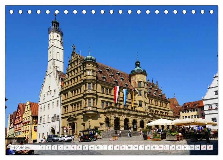 Produktbild: Rothenburg ob der Tauber. Sehensw&uuml;rdigkeiten. (Tischkalender 2027 DIN A5 quer), CALVENDO Monatskalender