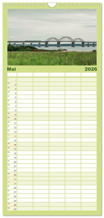 Produktbild: Familienplaner 2026 - D&auml;nische Eisenbahnen mit 5 Spalten (Wandkalender, 21 x 45 cm) CALVENDO