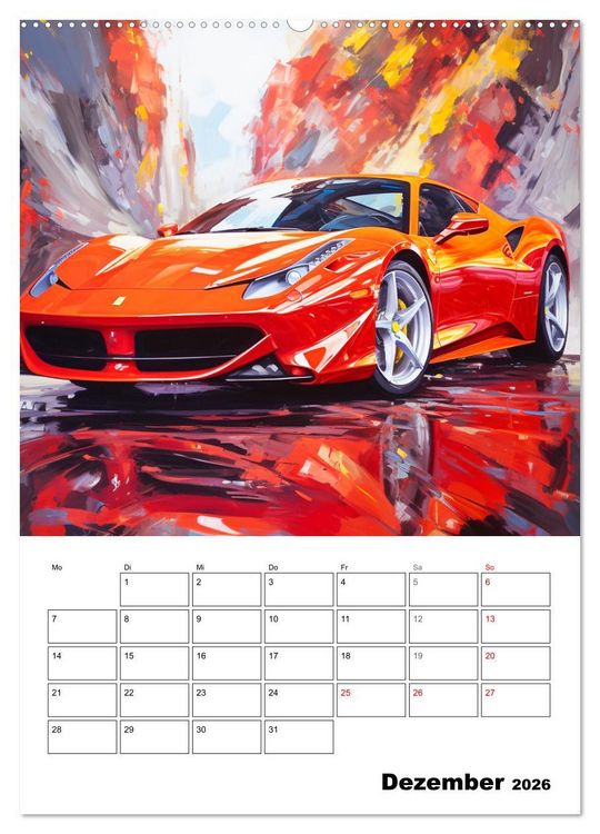 Produktbild: Sportauto Paintings (Wandkalender 2026 DIN A2 hoch), CALVENDO Monatskalender
