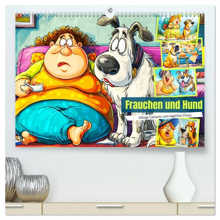 Produktbild: Frauchen und Hund. Witzige Cartoons vom t&auml;glichen Chaos (hochwertiger Premium Wandkalender 2026 DIN A2 quer), Kunstdruck in Hochglanz