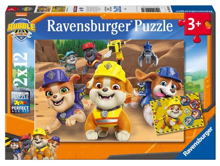 Produktbild: Kinderpuzzle 2x12 Teile - Paw Patrol - Bulldoge Rubble und sein Team