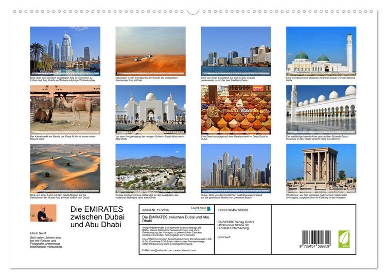 Produktbild: Die EMIRATES zwischen Dubai und Abu Dhabi (hochwertiger Premium Wandkalender 2026 DIN A2 quer), Kunstdruck in Hochglanz