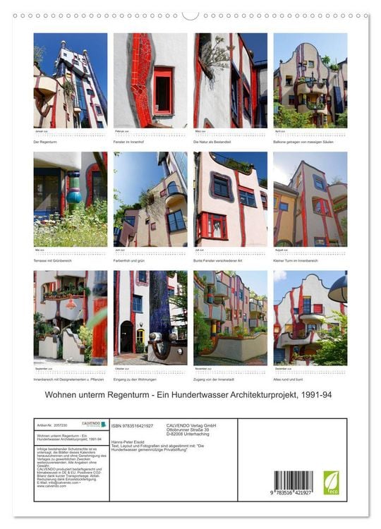 Produktbild: Wohnen unterm Regenturm - Ein Hundertwasser Architekturprojekt, 1991-94 (hochwertiger Premium Wandkalender 2026 DIN A2 hoch), Kunstdruck in Hochglanz