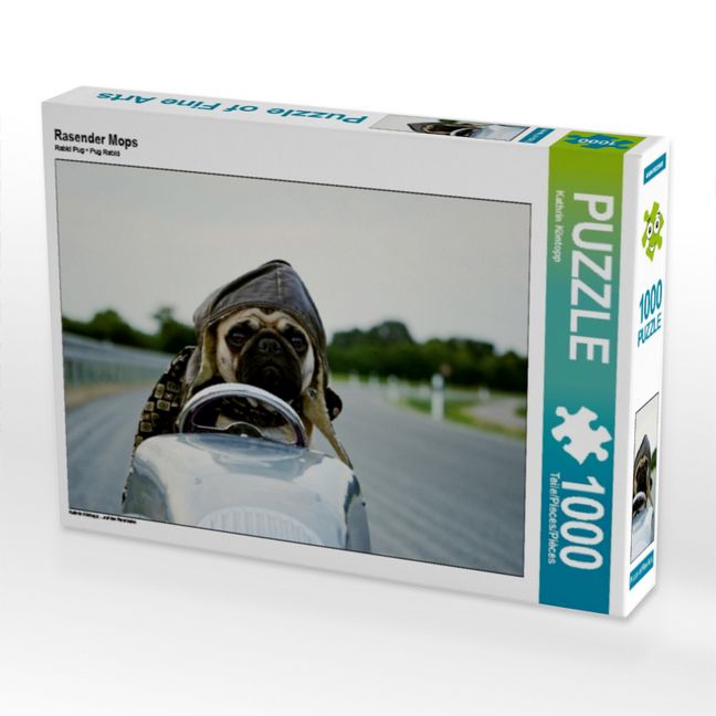 Produktbild: CALVENDO Puzzle Rasender Mops 1000 Teile Puzzle quer | 1000 Teile Lege-Gr&ouml;&szlig;e 64 &times; 48 cm Foto-Puzzle f&uuml;r gl&uuml;ckliche Stunden