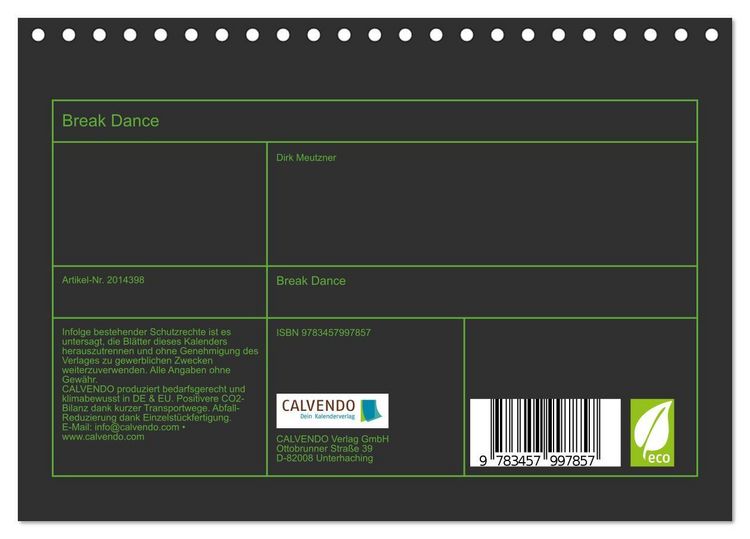 Produktbild: Break Dance (Tischkalender 2026 DIN A5 quer), CALVENDO Monatskalender