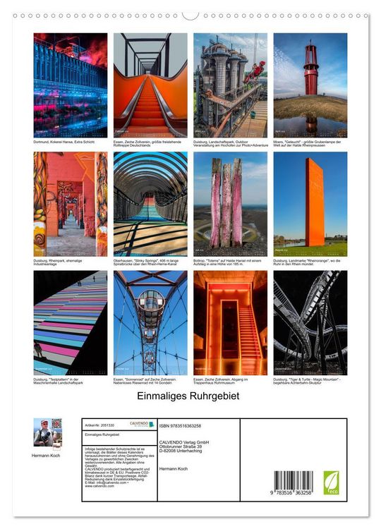 Produktbild: Einmaliges Ruhrgebiet (Wandkalender 2026 DIN A2 hoch), CALVENDO Monatskalender