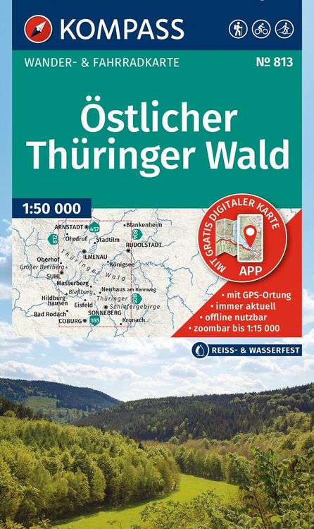 Produktbild: KOMPASS Wanderkarte 813 &Ouml;stlicher Th&uuml;ringer Wald 1:50.000