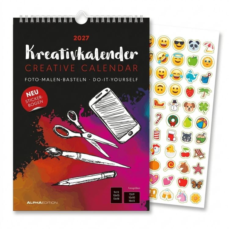 Produktbild: Kreativkalender A4 schwarz 2027