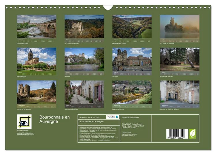Produktbild: Bourbonnais en Auvergne (Calendrier mural 2026 DIN A3 vertical), CALVENDO calendrier mensuel