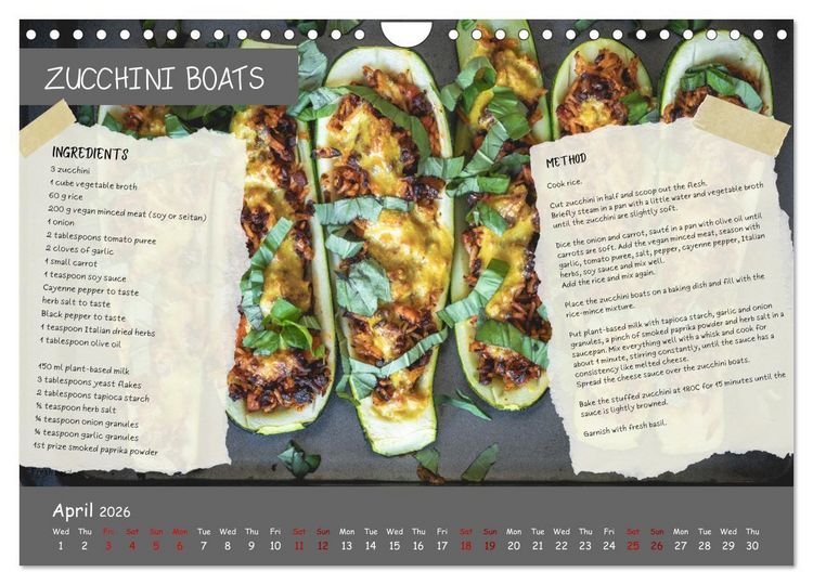 Produktbild: indulge plant-based - irresistibly delicious, vegan recipes for the year (Wall Calendar 2026 DIN A4 landscape), CALVENDO 12 Month Wall Calendar