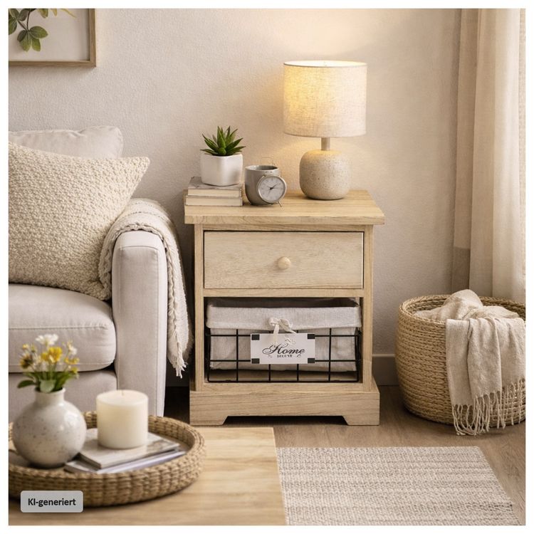 Produktbild: HTI-Living Kommode Melia mit Schublade und Korb Artisaneiche