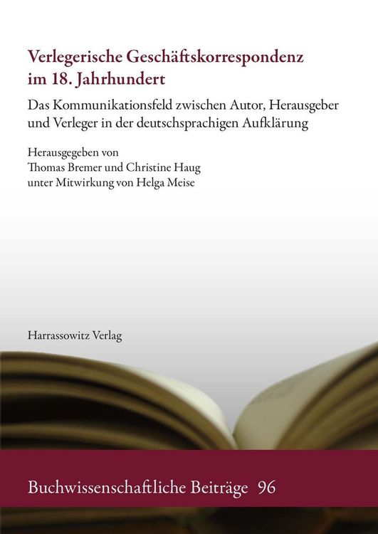 Produktbild: Verlegerische Gesch&auml;ftskorrespondenz im 18. Jahrhundert
