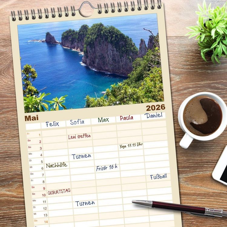 Produktbild: Familienplaner 2026 - Urlaubstr&auml;ume mit 5 Spalten (Wandkalender, 21 x 45 cm) CALVENDO