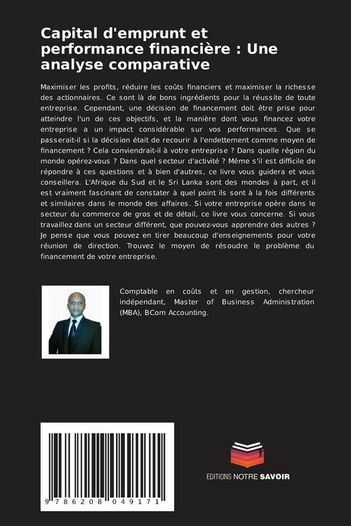 Produktbild: Capital d'emprunt et performance financi&egrave;re : Une analyse comparative