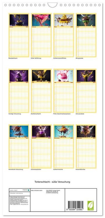 Produktbild: Familienplaner 2027 - Tortenschlacht - s&uuml;&szlig;e Versuchung mit 5 Spalten (Wandkalender, 21 x 45 cm) CALVENDO