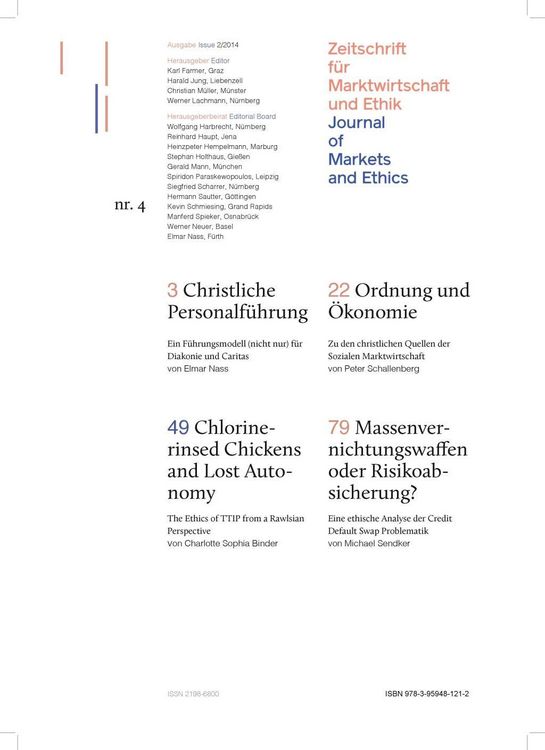 Produktbild: Christliche Personalf&uuml;hrung, Ordnung und &Ouml;konomie, Chlorine-rinsed Chickens and Lost Autonomy, Massenvernichtungswaffen oder Risikoabsicherung?