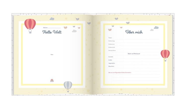 Produktbild: Babyalbum mit Fensterausschnitt f&uuml;r das 1. Lebensjahr zum Eintragen der sch&ouml;nsten Momente und Erinnerungen mit Platz f&uuml;r Fotos | f&uuml;r M&auml;dchen