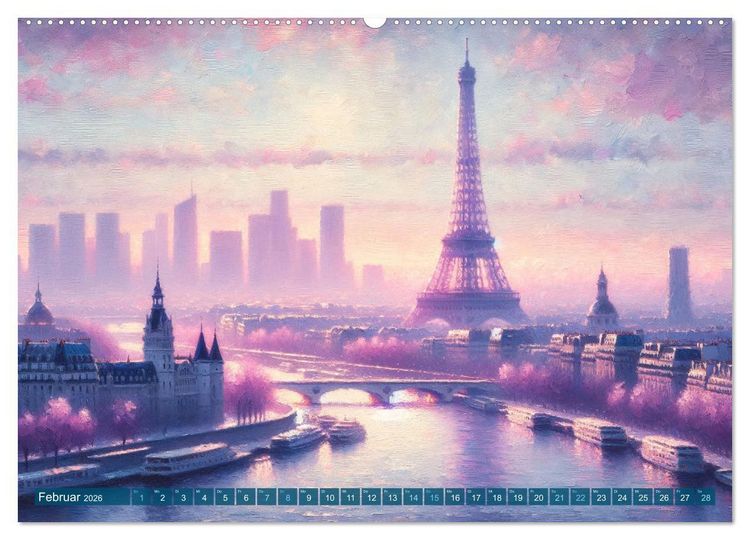 Produktbild: Impressionistische Skylines - Weltst&auml;dte von KI visualisiert (Wandkalender 2026 DIN A2 quer), CALVENDO Monatskalender