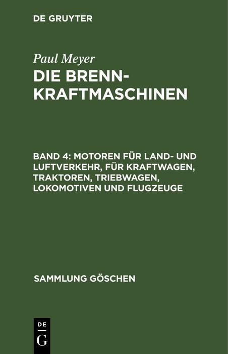 Produktbild: Motoren f&uuml;r Land- und Luftverkehr, f&uuml;r Kraftwagen, Traktoren, Triebwagen, Lokomotiven und Flugzeuge